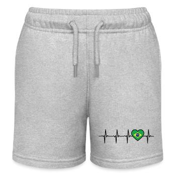 Brazil Heartbeat Flag Brasili T-shirt Brasil - Kids Organic Sweat Shorts by Stanley/Stella - heather grey - Front