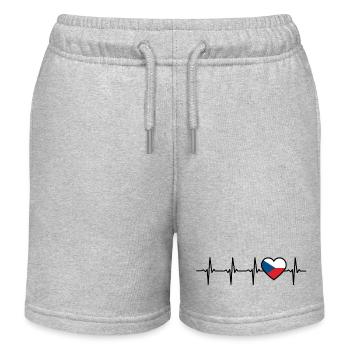 czech heartbeat flag czech - Kids Organic Sweat Shorts by Stanley/Stella - heather grey - Front