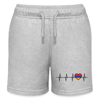 Armenien Herzschlag Flagge Armenier - Kinder Organic Joggingshorts Mini Bolter von Stanley/Stella - Grau meliert - Vorne