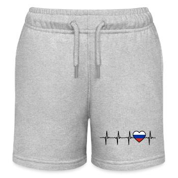 Russia Heartbeat Gift for Russians - Kids Organic Sweat Shorts by Stanley/Stella - heather grey - Front