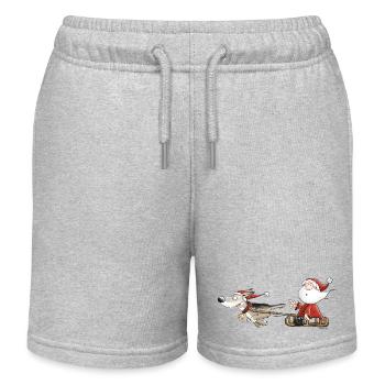 Santa Claus with dog sledges I Christmas - Kids Organic Sweat Shorts by Stanley/Stella - heather grey - Front
