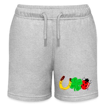 Lucky Horseshoe Clover Ladybug - Kids Organic Sweat Shorts by Stanley/Stella - heather grey - Front