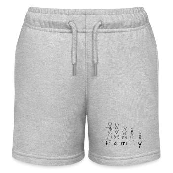 Stick figure family - Kids Organic Sweat Shorts by Stanley/Stella - heather grey - Front