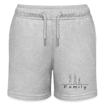 Stick figure family - Kids Organic Sweat Shorts by Stanley/Stella - heather grey - Front