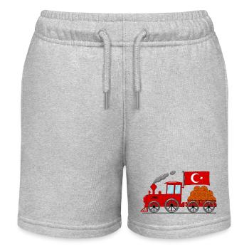 Chemin de fer de basket-ball de drapeau de Turquie - Short de jogging enfant bio Stanley/Stella - gris chiné - Devant