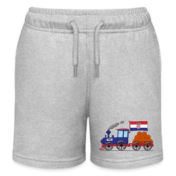 Croatia Flag Basketball Railway - Kids Organic Sweat Shorts by Stanley/Stella - heather grey - Front