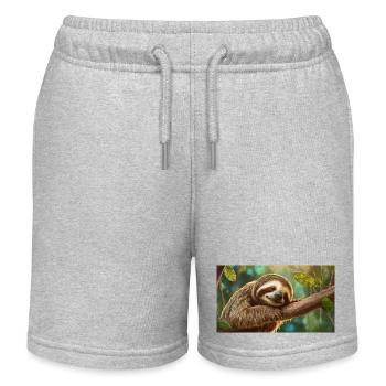 Niedliche Tiere chillen – Faultier - Kinder Organic Joggingshorts Mini Bolter von Stanley/Stella - Grau meliert - Vorne
