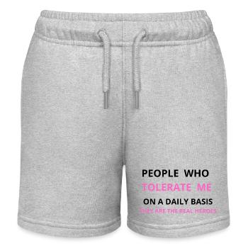 PEOPLE WHO TOLERATE ME ON A DAILY BASIS - Kids Organic Sweat Shorts by Stanley/Stella - heather grey - Front