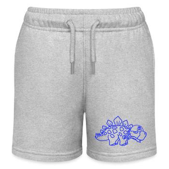 Stegosaurus Dinosaur Sabre Pirate Captain Dino - Kids Organic Sweat Shorts by Stanley/Stella - heather grey - Front