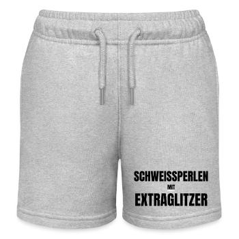 Schweißperlen mit Extraglitzer - Kinder Organic Joggingshorts Mini Bolter von Stanley/Stella - Grau meliert - Vorne