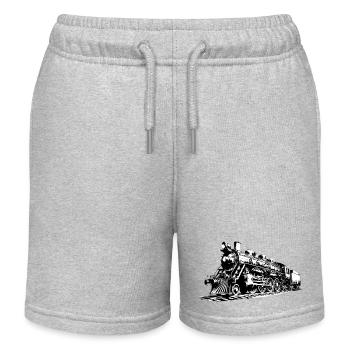 Railway Steam Locomotive - Kids Organic Sweat Shorts by Stanley/Stella - heather grey - Front
