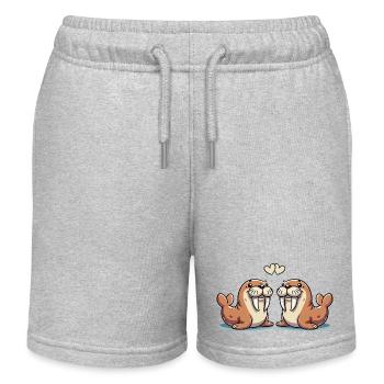 seehund love - Kinder Organic Joggingshorts Mini Bolter von Stanley/Stella - Grau meliert - Vorne
