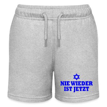 Nie wieder ist jetzt - Kinder Organic Joggingshorts Mini Bolter von Stanley/Stella - Grau meliert - Vorne