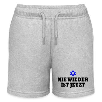 Nie wieder ist jetzt - Kinder Organic Joggingshorts Mini Bolter von Stanley/Stella - Grau meliert - Vorne