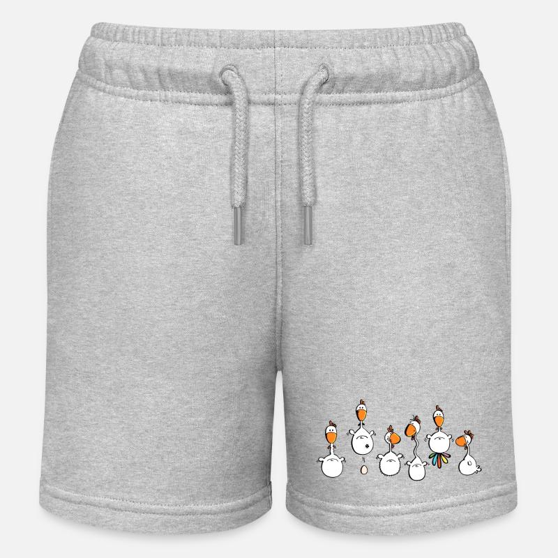 Crazy Chickens - poule - poluets - coq - Short de jogging enfant bio Stanley/Stella - gris chiné