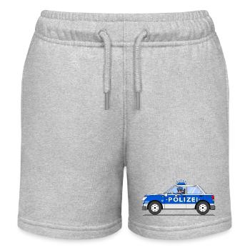 Polizeiauto mit Polizist in Blau und Silber - Kinder Organic Joggingshorts Mini Bolter von Stanley/Stella - Grau meliert - Vorne