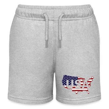 USA Flagge Karte Patriotisch Amerikanisch 4. Juli Geschenk - Kinder Organic Joggingshorts Mini Bolter von Stanley/Stella - Grau meliert - Vorne