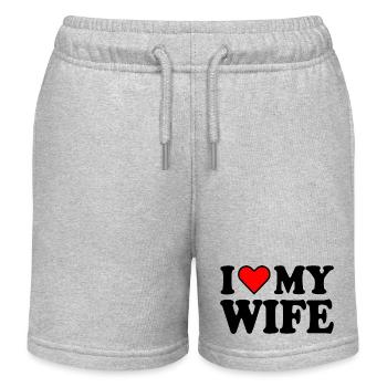 I love my wife - Kids Organic Sweat Shorts by Stanley/Stella - heather grey - Front
