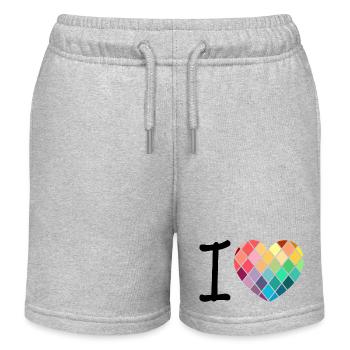 I love - diamonds - Kids Organic Sweat Shorts by Stanley/Stella - heather grey - Front