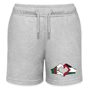 Algeria Palestine Heart Shape with Hands - Kids Organic Sweat Shorts by Stanley/Stella - heather grey - Front
