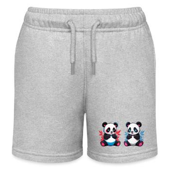 2 Panda Geschwister - Kinder Organic Joggingshorts Mini Bolter von Stanley/Stella - Grau meliert - Vorne