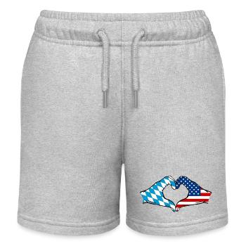 Bavaria USA Flag Hands Heart Shape - Kids Organic Sweat Shorts by Stanley/Stella - heather grey - Front