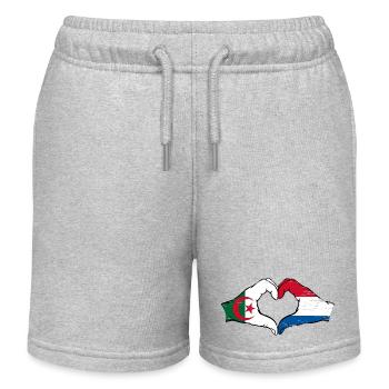 Algerien Holland Flagge Hände Herzform used - Kinder Organic Joggingshorts Mini Bolter von Stanley/Stella - Grau meliert - Vorne