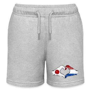 Japan Holland Hände Herzform used - Kinder Organic Joggingshorts Mini Bolter von Stanley/Stella - Grau meliert - Vorne