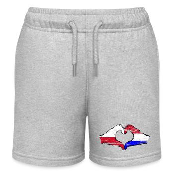 Polen Holland Flagge Herzform used - Kinder Organic Joggingshorts Mini Bolter von Stanley/Stella - Grau meliert - Vorne