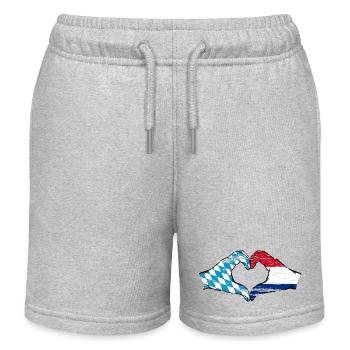 Bayern Holland Flagge Hände Herzform used - Kinder Organic Joggingshorts Mini Bolter von Stanley/Stella - Grau meliert - Vorne