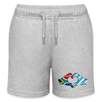 Südafrika Bayern Flagge Hände Herzform used - Kinder Organic Joggingshorts Mini Bolter von Stanley/Stella - Grau meliert - Vorne