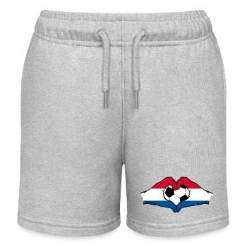 Holland Fußball Flagge Hände Herzform - Kinder Organic Joggingshorts Mini Bolter von Stanley/Stella - Grau meliert - Vorne