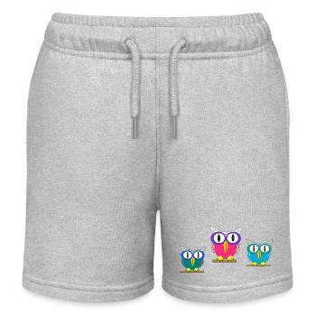 Bunte Brillen-Eulen Trio - Kinder Organic Joggingshorts Mini Bolter von Stanley/Stella - Grau meliert - Vorne