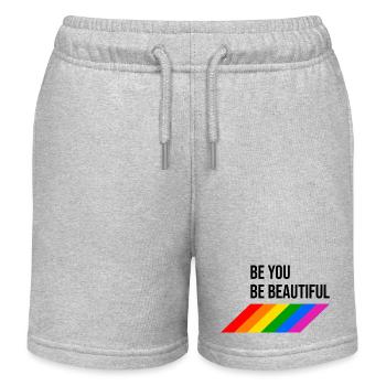 Be You Be Beautiful Regenbogen - Kinder Organic Joggingshorts Mini Bolter von Stanley/Stella - Grau meliert - Vorne