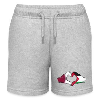 Qatar Palestine flag hands heart shape used - Kids Organic Sweat Shorts by Stanley/Stella - heather grey - Front