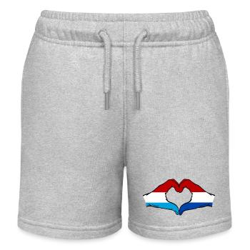 Luxemburg Holland Flagge Haende Herzform - Kinder Organic Joggingshorts Mini Bolter von Stanley/Stella - Grau meliert - Vorne