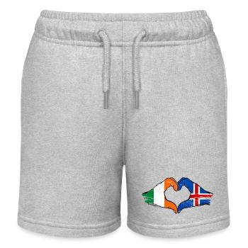 Irland Island Flagge Hände Herzform used - Kinder Organic Joggingshorts Mini Bolter von Stanley/Stella - Grau meliert - Vorne