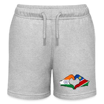 Indien Namibia Flagge Hände Herzform - Kinder Organic Joggingshorts Mini Bolter von Stanley/Stella - Grau meliert - Vorne