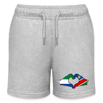 Sierra Leone Namibia Flagge Hände Herz - Kinder Organic Joggingshorts Mini Bolter von Stanley/Stella - Grau meliert - Vorne