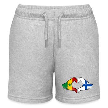 Senegal Finland Flag Hands Heart Shape - Kids Organic Sweat Shorts by Stanley/Stella - heather grey - Front