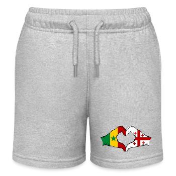 Sénégal Géorgie Drapeau Mains Coeur Forme - Short de jogging enfant bio Stanley/Stella - gris chiné - Devant