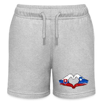 Slovakia Slovenia Flag Herform Hands - Kids Organic Sweat Shorts by Stanley/Stella - heather grey - Front