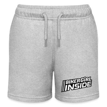 Biker Girl inside Schriftzug (Farben änderbar) - Kinder Organic Joggingshorts Mini Bolter von Stanley/Stella - Grau meliert - Vorne