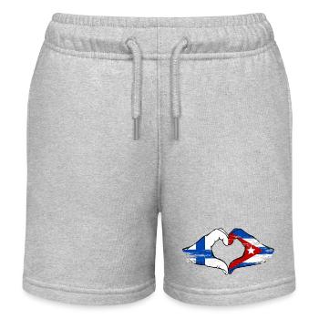 Finnland Kuba Flagge Hände Herz - Kinder Organic Joggingshorts Mini Bolter von Stanley/Stella - Grau meliert - Vorne