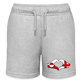 Grönland England Flagge Hände Herzform - Kinder Organic Joggingshorts Mini Bolter von Stanley/Stella - Grau meliert - Vorne