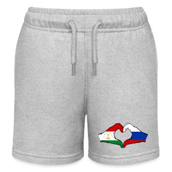 Tadschikistan Russland Flagge Hände Herzform - Kinder Organic Joggingshorts Mini Bolter von Stanley/Stella - Grau meliert - Vorne