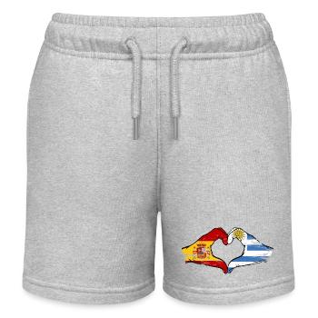 Drapeau Cœur Espagne Uruguay utilisé - Short de jogging enfant bio Stanley/Stella - gris chiné - Devant