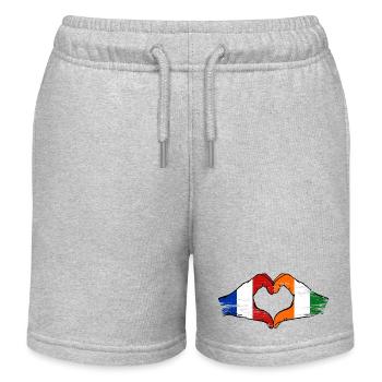 France Ivory Coast Flag Hands Heart Shape - Kids Organic Sweat Shorts by Stanley/Stella - heather grey - Front