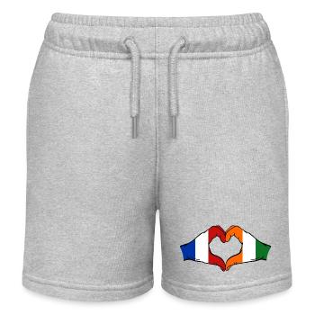 France Ivory Coast Flag Hands Heart Shape - Kids Organic Sweat Shorts by Stanley/Stella - heather grey - Front