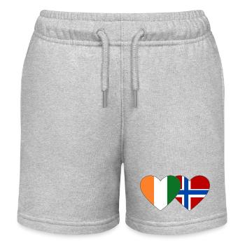 Cœur du drapeau de la Côte d’Ivoire et de la Norvège - Short de jogging enfant bio Stanley/Stella - gris chiné - Devant